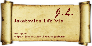 Jakabovits Lívia névjegykártya